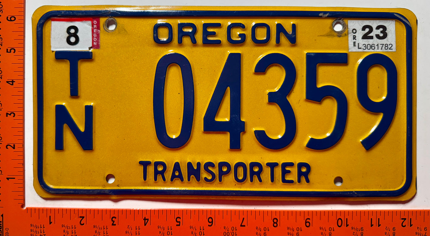 2023 Oregon #T/N 04359 Transporter License Plate