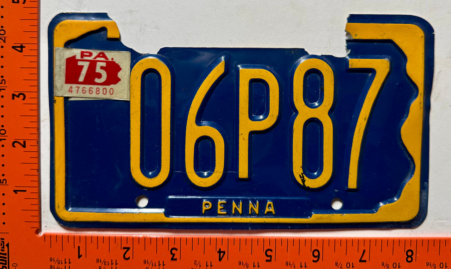 1975 Pennsylvania #06P87 Motorcycle License Plate