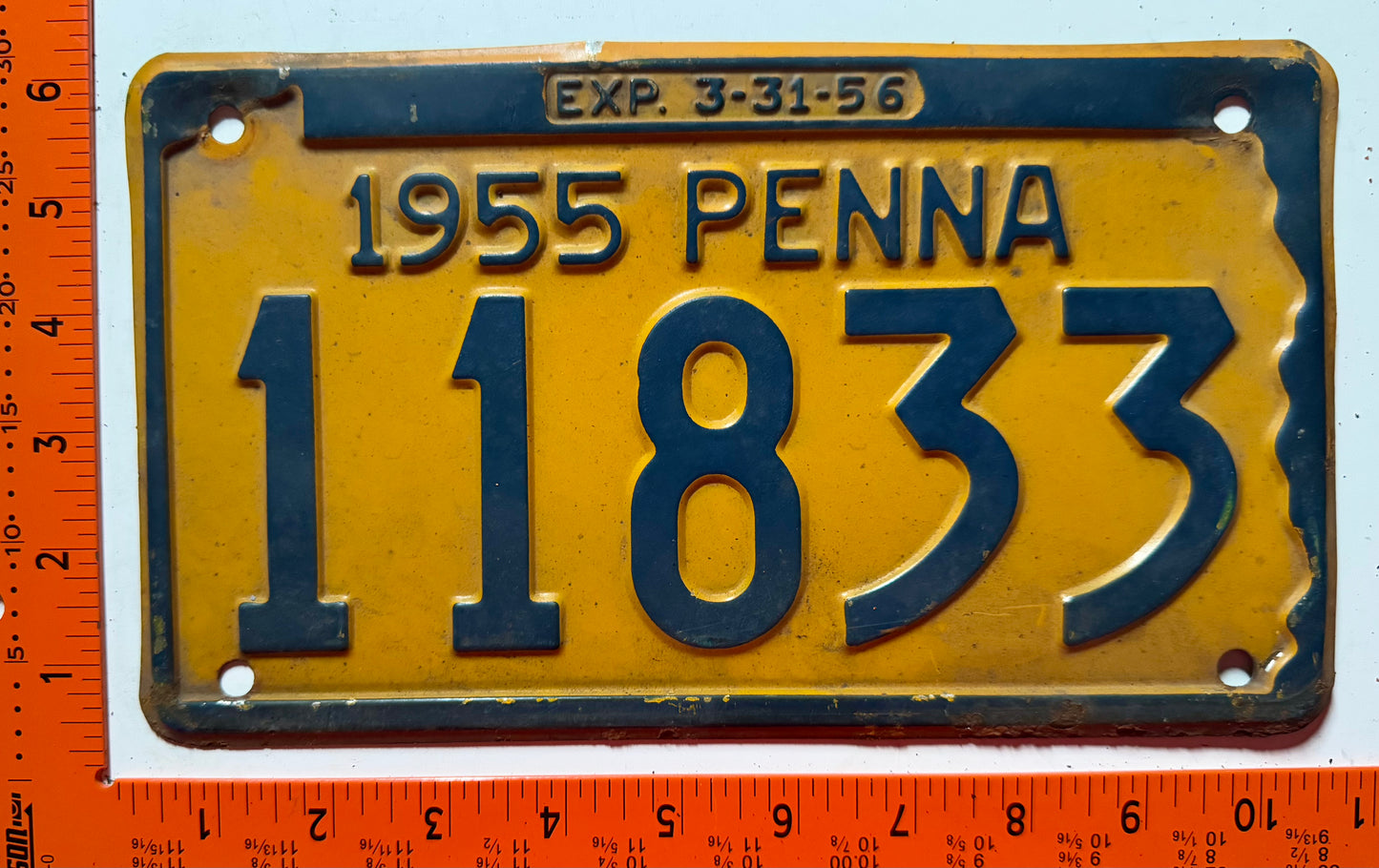 1955 Pennsylvania #11833 Passenger License Plate
