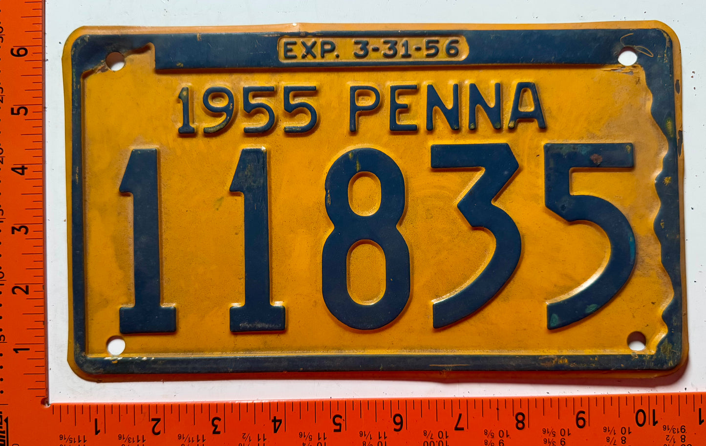 1955 Pennsylvania #11835 Passenger License Plate