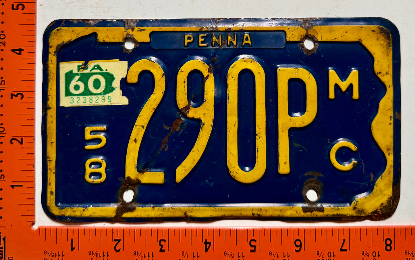 1960 Pennsylvania #290P Motorcycle License Plate