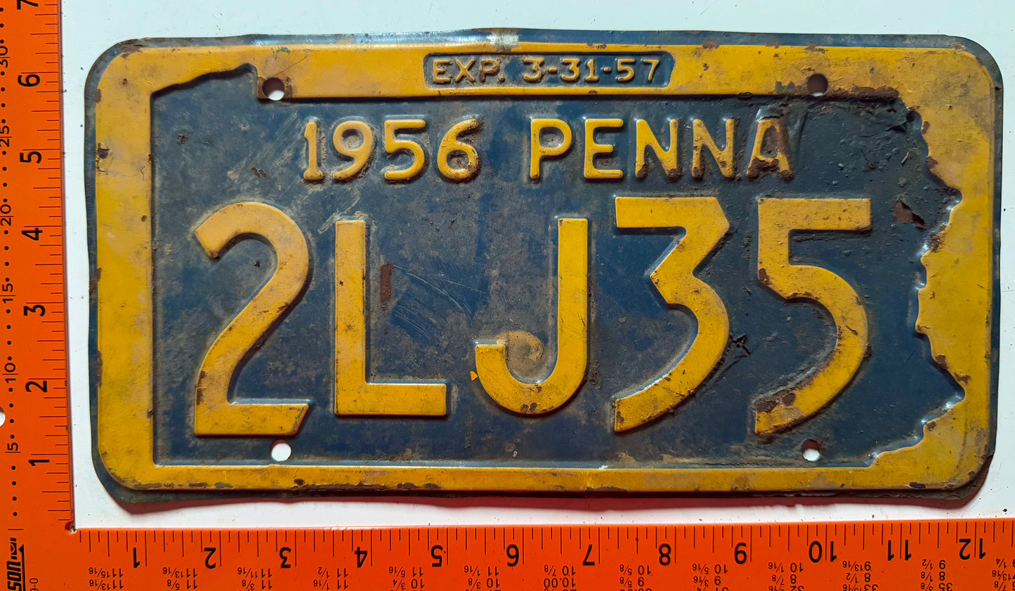 1956 Pennsylvania #2LJ35 Passenger License Plate