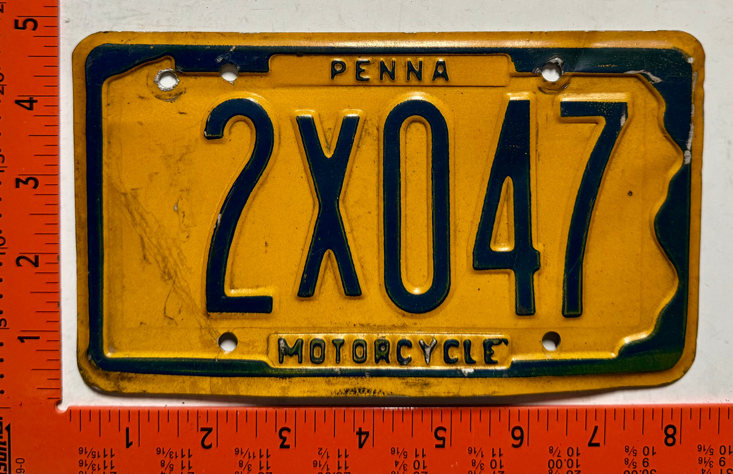 1977 Pennsylvania #2X047 Motorcycle License Plate