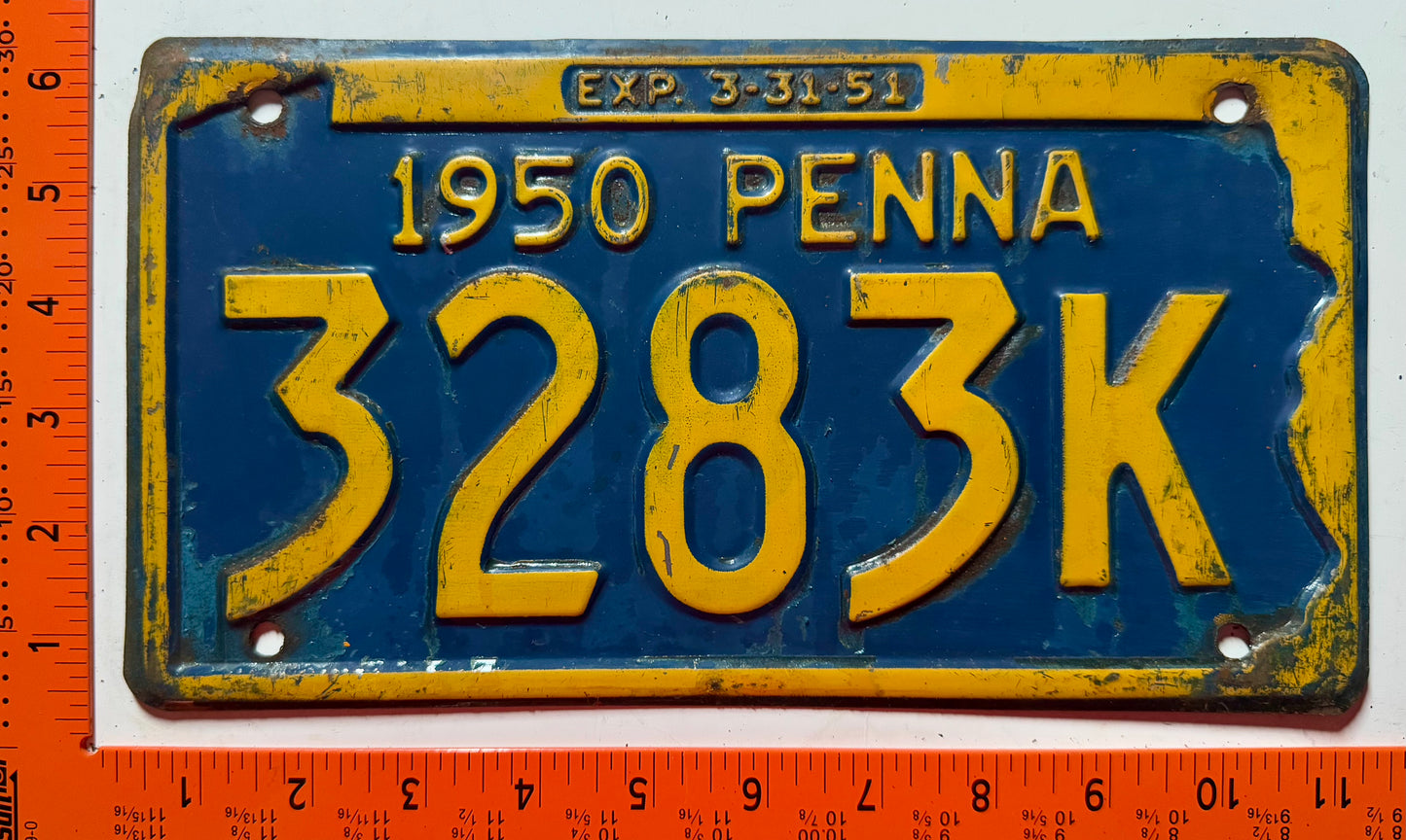 1950 Pennsylvania #3283K Passenger License Plate