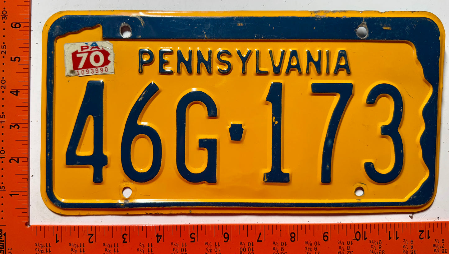 1970 Pennsylvania #46G-173 Passenger License Plate