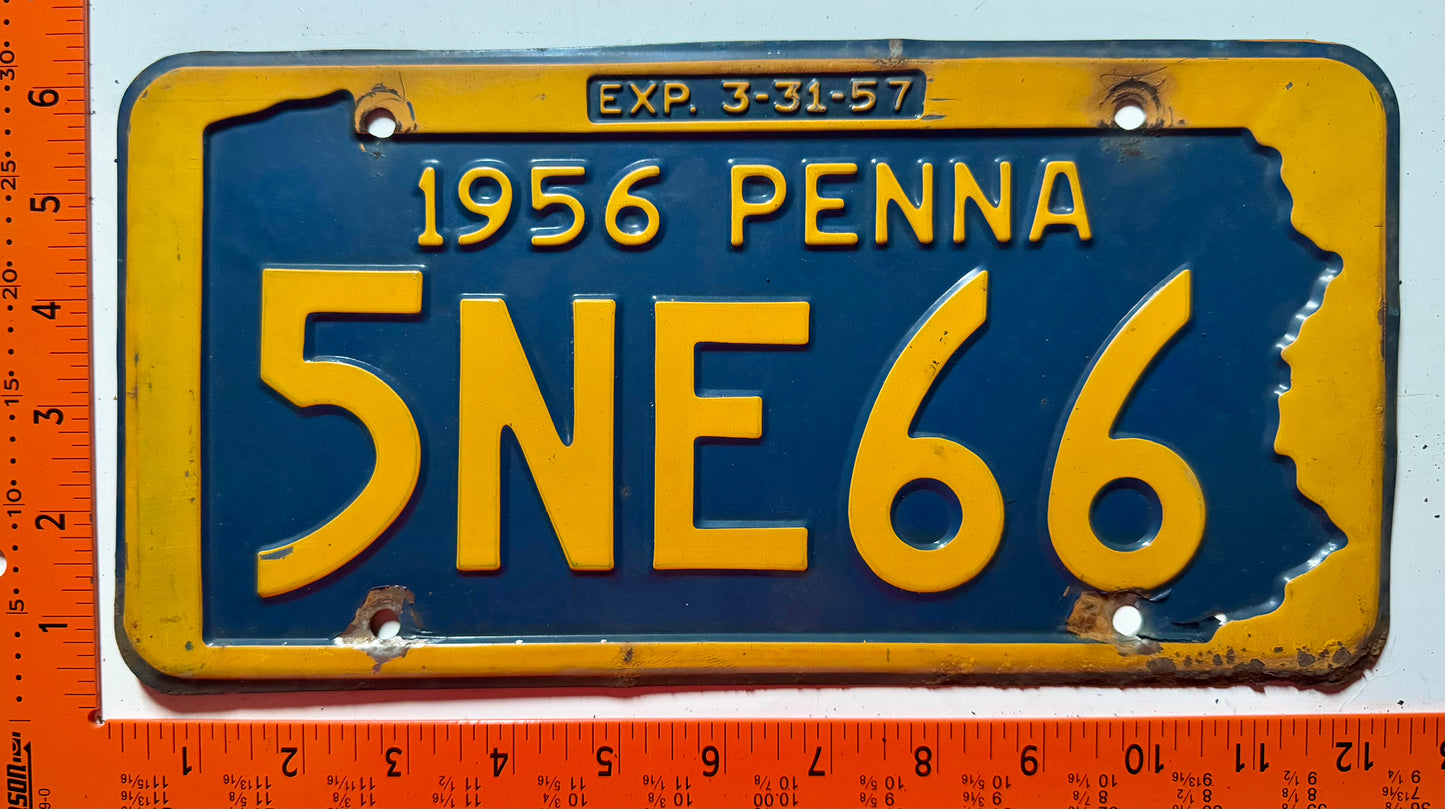 1956 Pennsylvania #5NE66 Passenger License Plate
