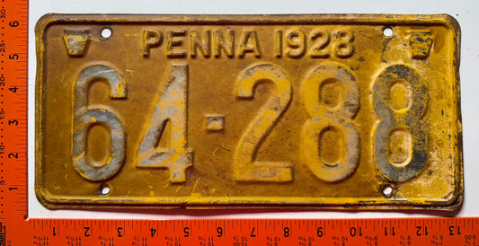 1928 Pennsylvania #64-288 Passenger License Plate