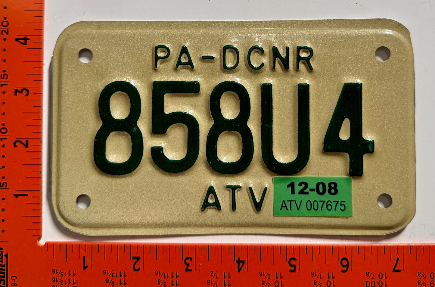 2008 Pennsylvania #858U4 ATV License Plate