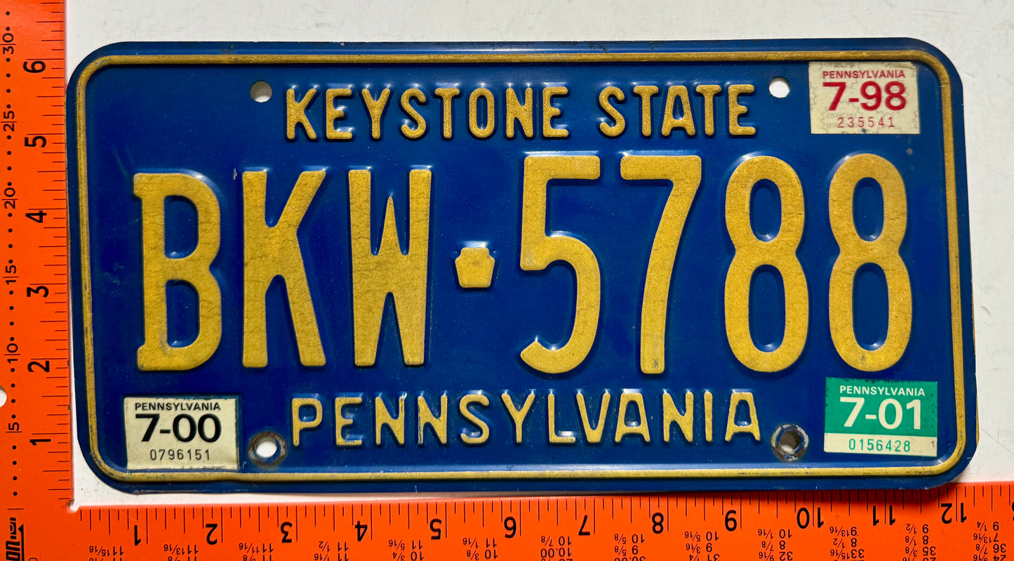 1998/2000/2001 Pennsylvania #BKW-5788 Passenger License Plate
