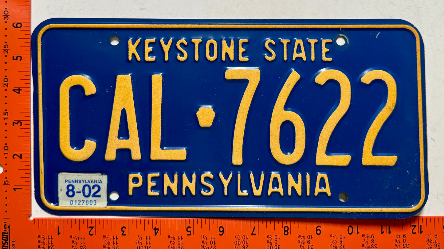 2002 Pennsylvania #CAL-7622 Passenger License Plate