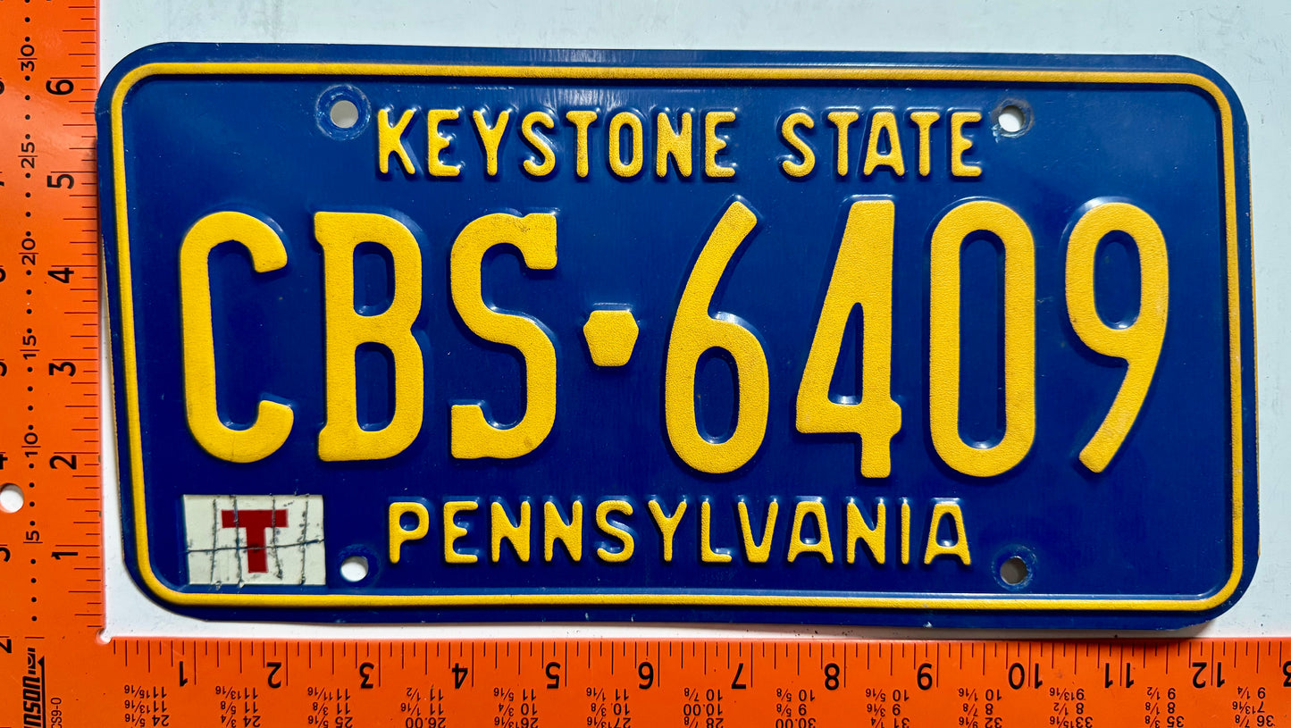 undated Pennsylvania #CBS-6409 Passenger License Plate
