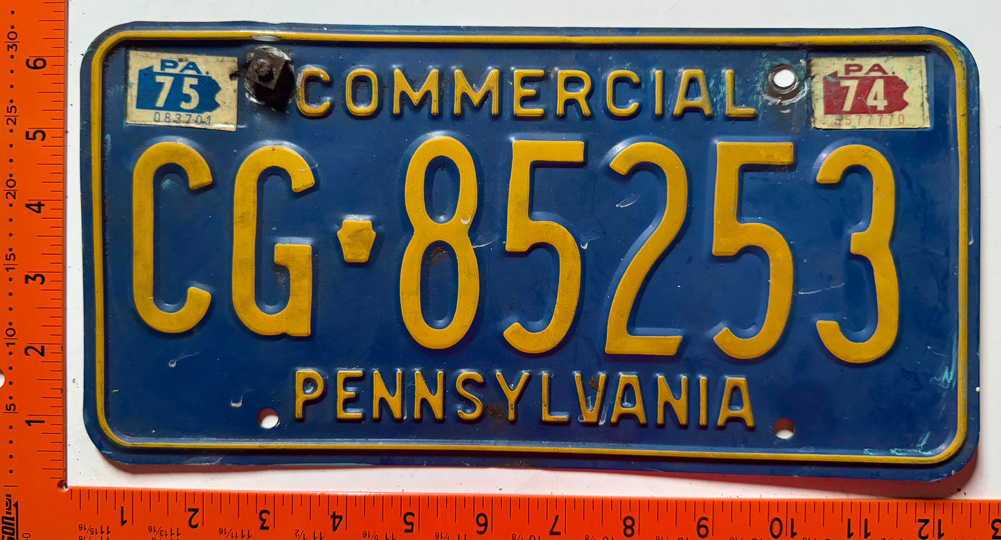 1974/1975 Pennsylvania #CG-85253 Commercial License Plate