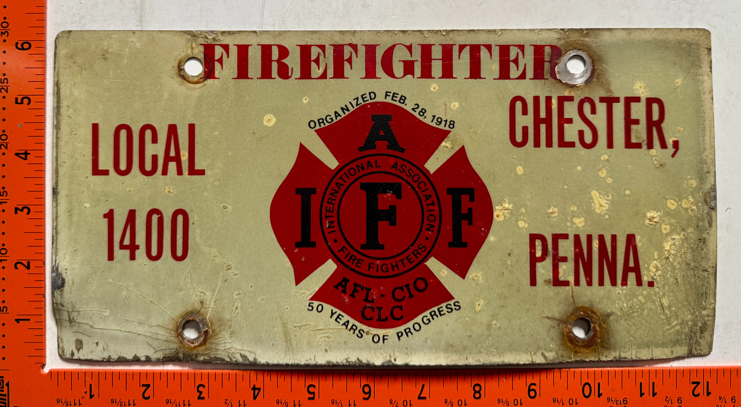 undated Pennsylvania Firefighter Booster License Plate