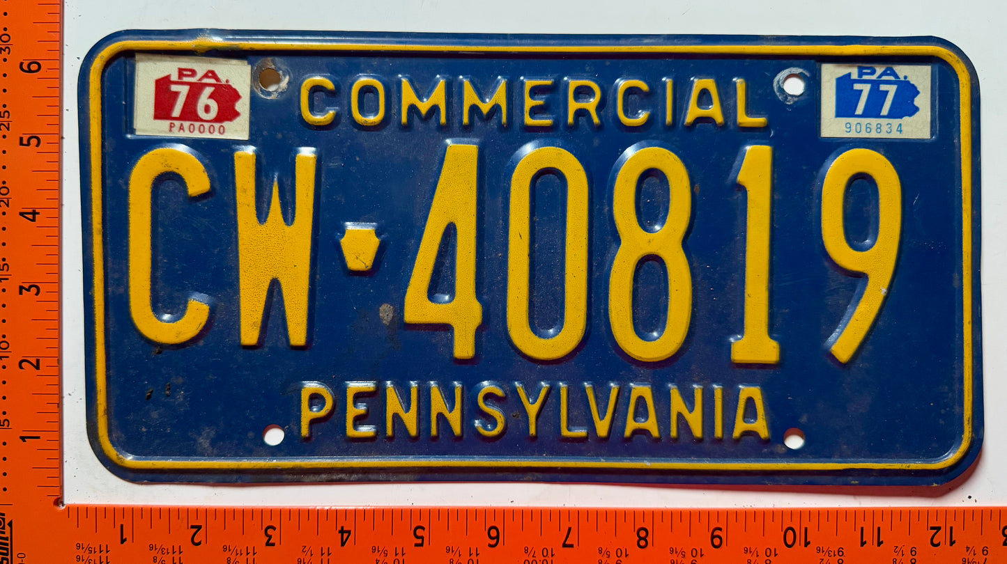 1976/1977 Pennsylvania #CW-40819 Commercial License Plate