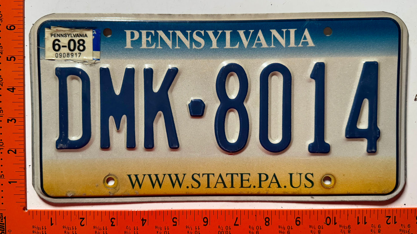 2008 Pennsylvania #DMK-8014 Passenger License Plate