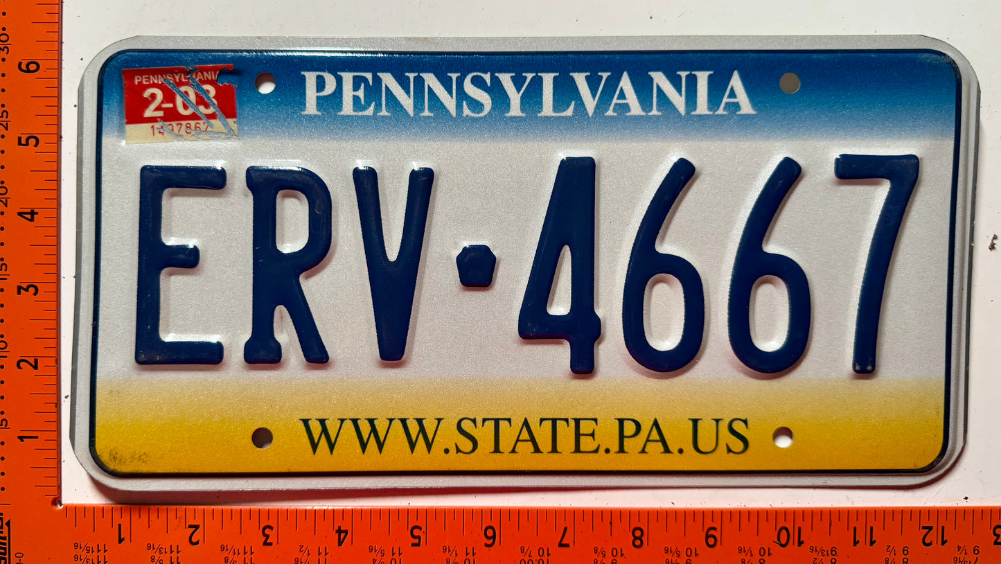 2003 Pennsylvania #ERV-4667 Passenger License Plate