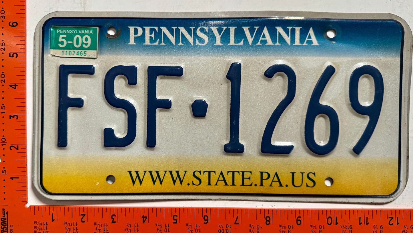 2009 Pennsylvania #FSF-1269 Passenger License Plate