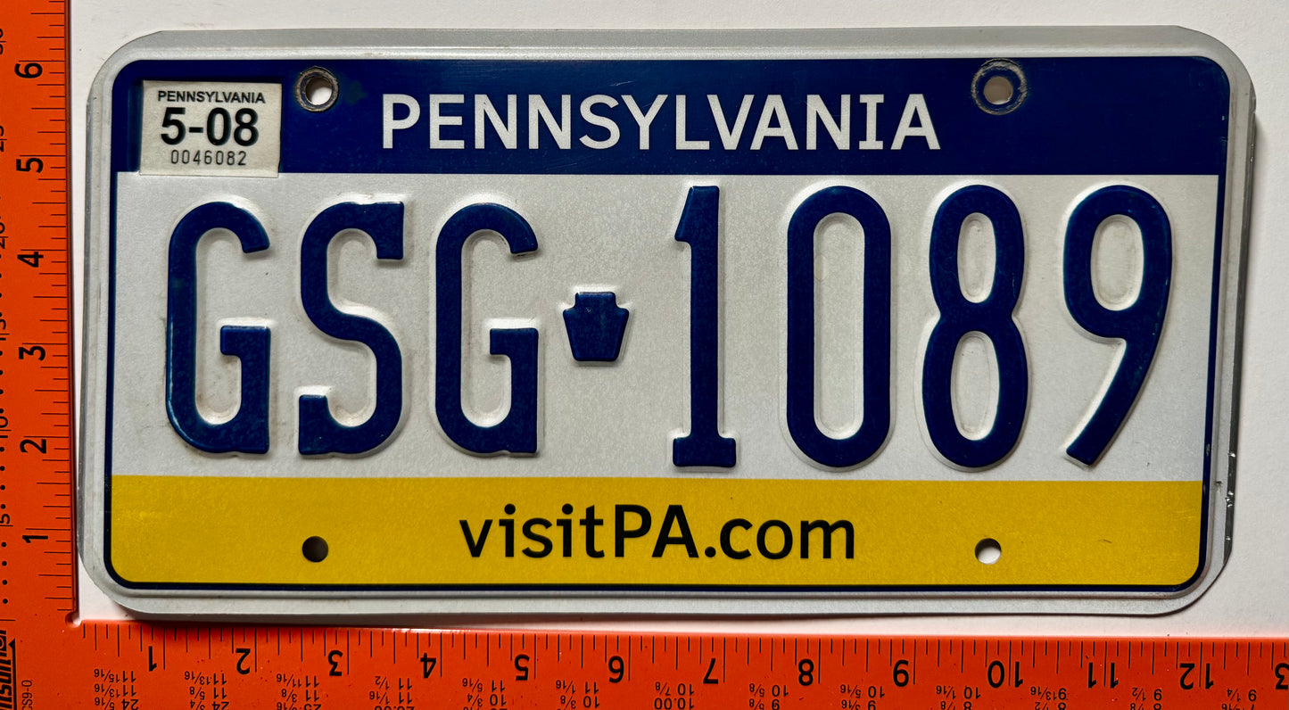2008 Pennsylvania #GSG-1089 Passenger License Plate