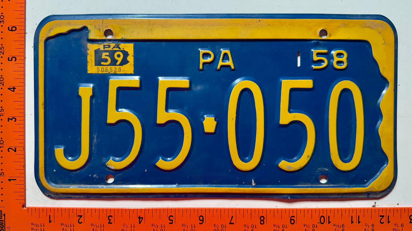 1959 Pennsylvania #J55-050 Passenger License Plate