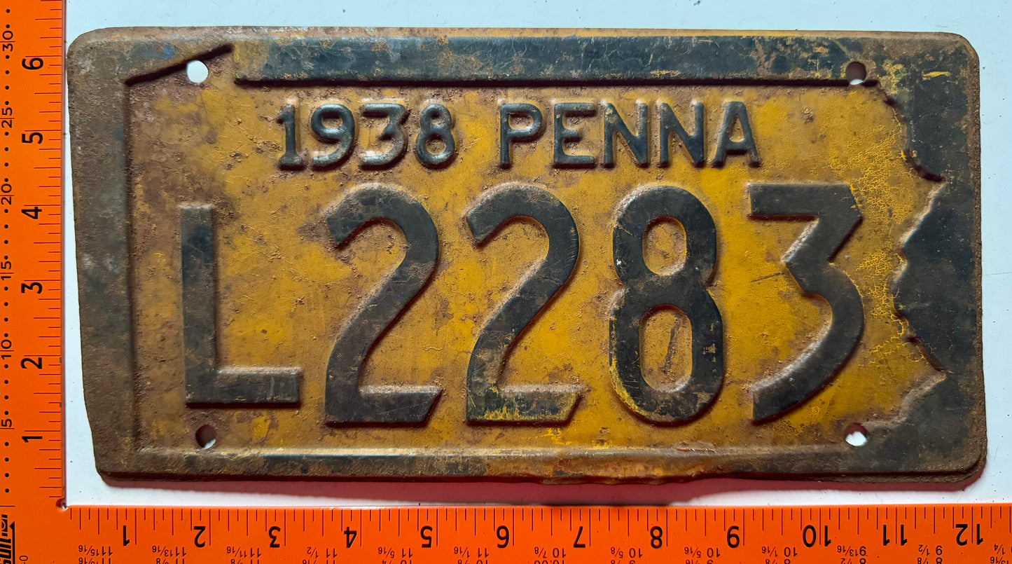 1938 Pennsylvania #L2283 Passenger License Plate