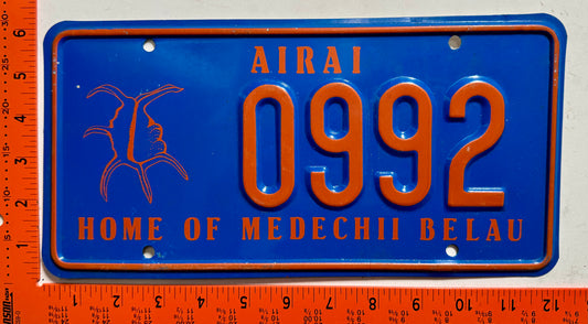undated Airai, Palau #0992 Passenger License Plate