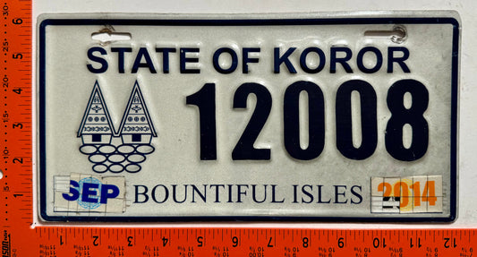 2014 Koror, Palau #12008 Passenger License Plate