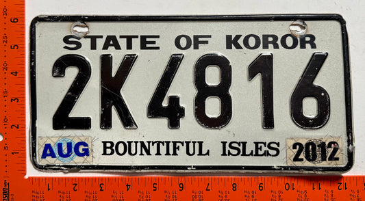 2012 Koror, Palau #2K4816 Passenger License Plate