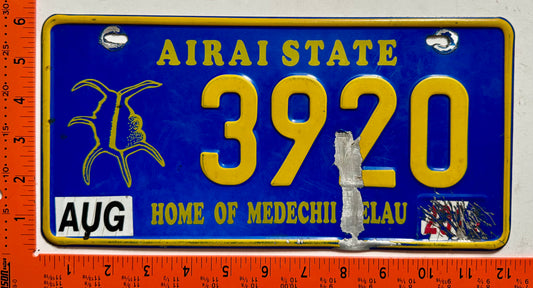 undated Airai, Palau #3920 Passenger License Plate