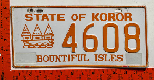 undated Koror, Palau #4608 Passenger License Plate