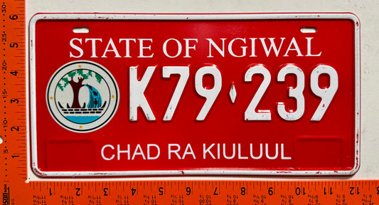undated Ngiwal, Palau #K79-239 Passenger License Plate