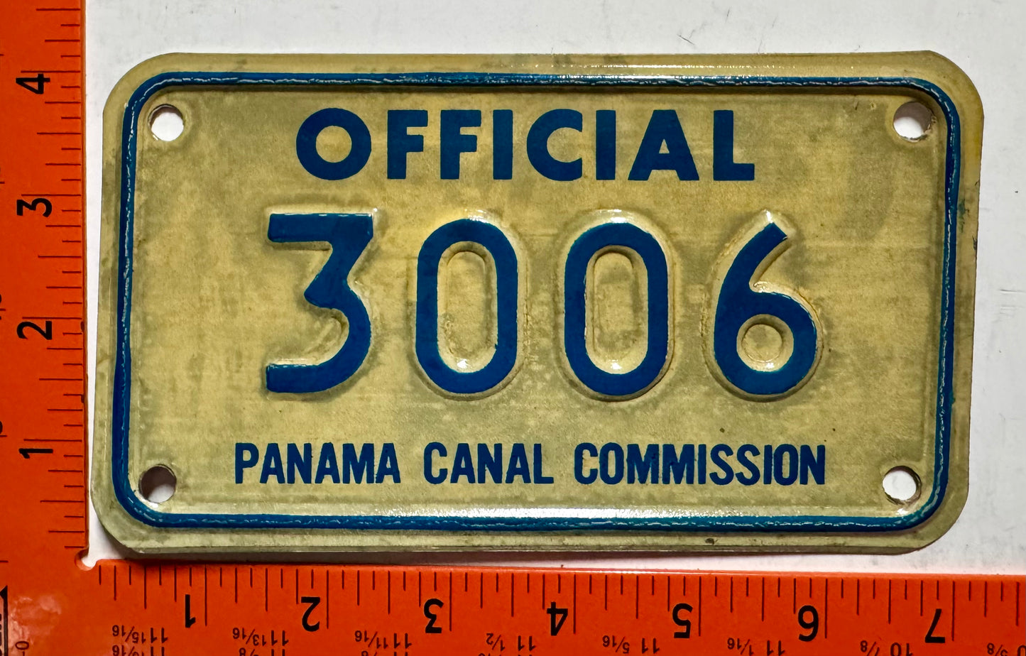 undated Panama Canal Commission #3006 Motorcycle License Plate