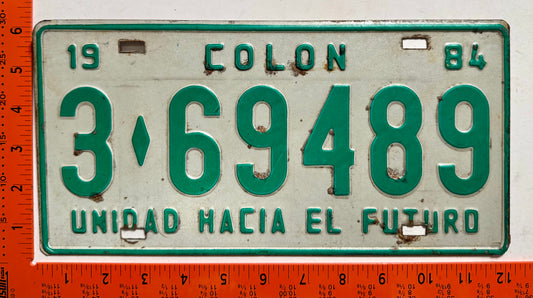 1984 Panama #3-69489 Passenger License Plate