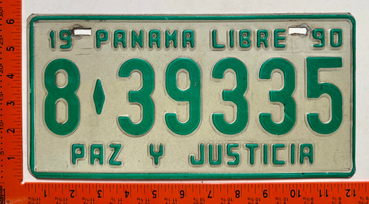 1990 Panama #8-39335 Passenger License Plate