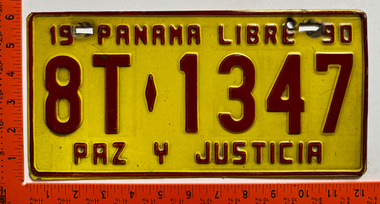 1990 Panama #8T-1347 Taxi License Plate