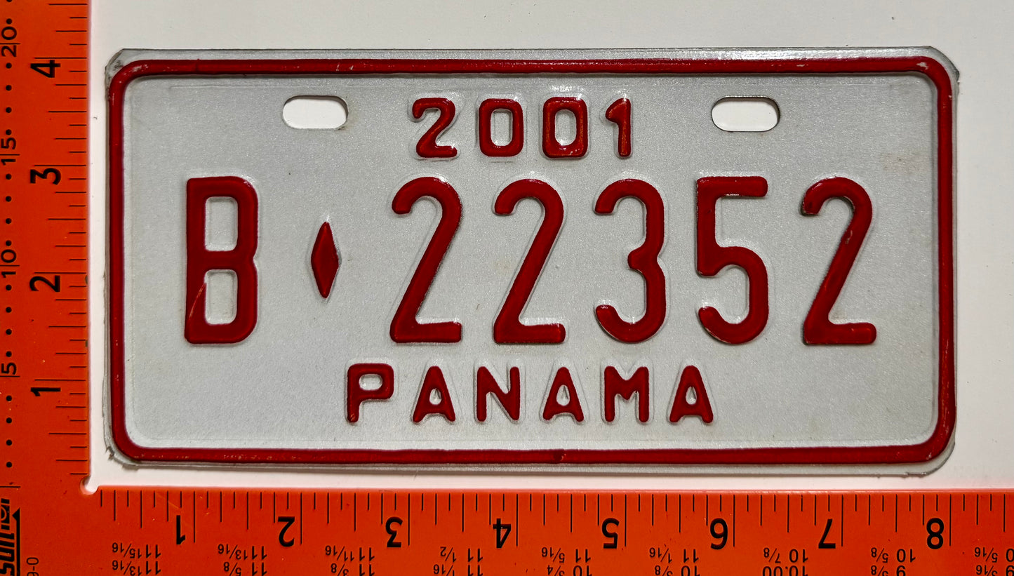 2001 Panama #B-22352 Bicycle License Plate