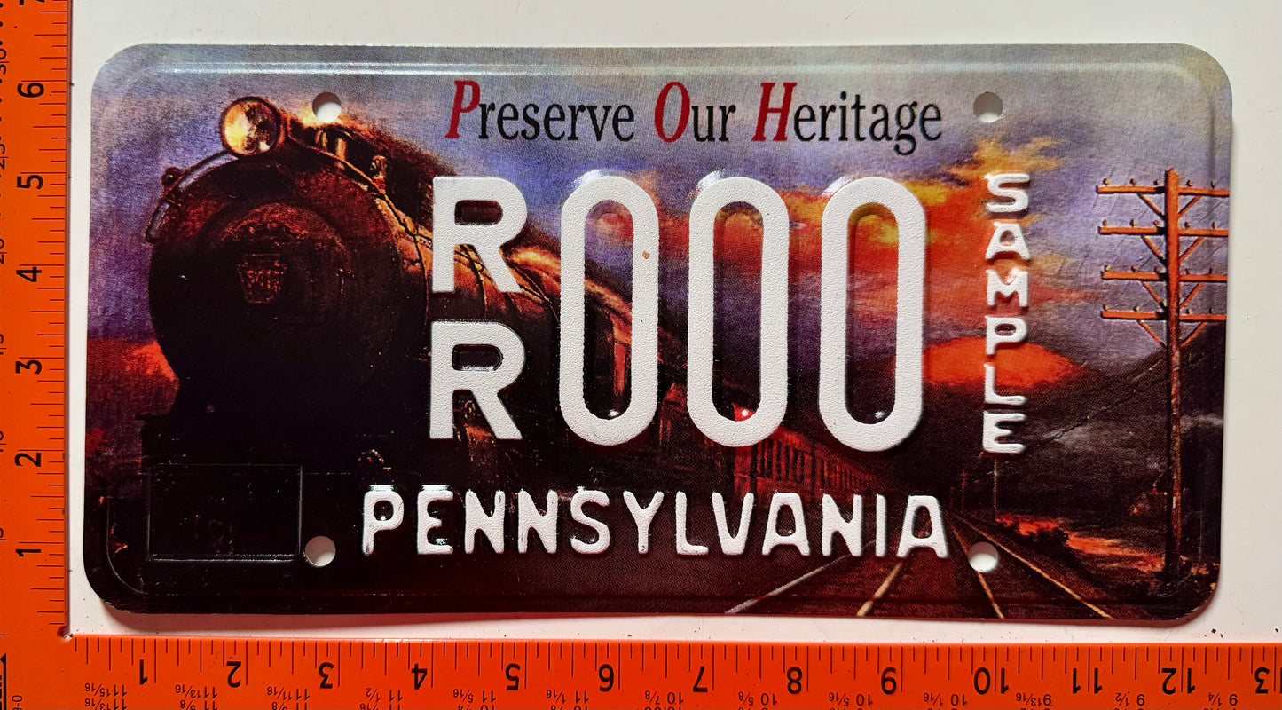 undated Pennsylvania #R/R 000 Railroad Heritage Sample License Plate