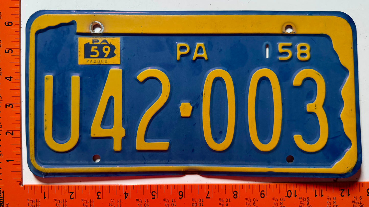 1959 Pennsylvania #U42-003 Passenger License Plate