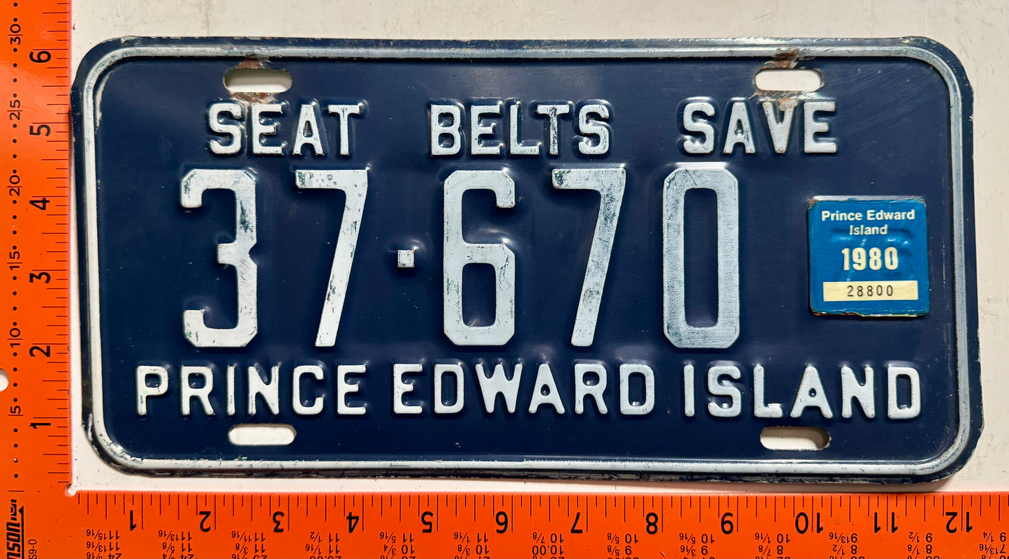 1980 Prince Edward Island #37-670 Passenger License Plate