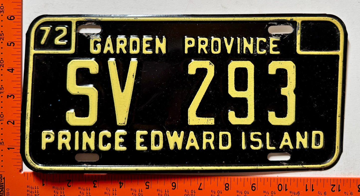 1972 Prince Edward Island #SV 293 Service Vehicle License Plate
