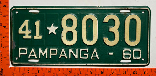 1960 Papanga, Philippines #41*8030 Passenger License Plate