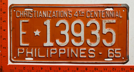 1965 Philippines #E*13935 Tax Exempt License Plate