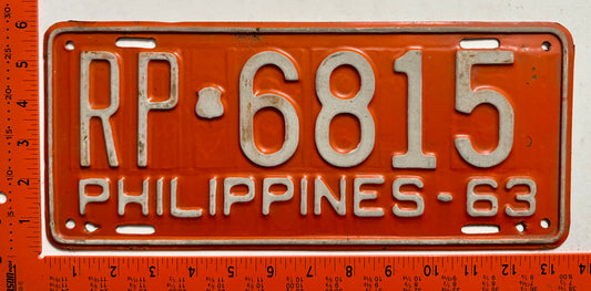 1963 Philippines #RP-6815 Government License Plate