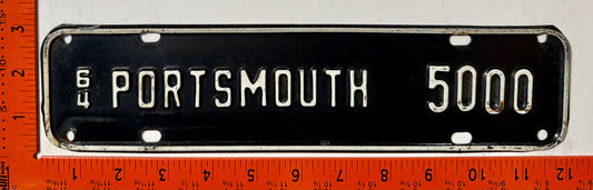 1964 Portsmouth, Virginia #5000 License Plate
