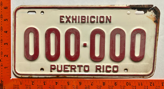 undated Puerto Rico #000-000 New Car Dealer Sample/Prototype License Plate