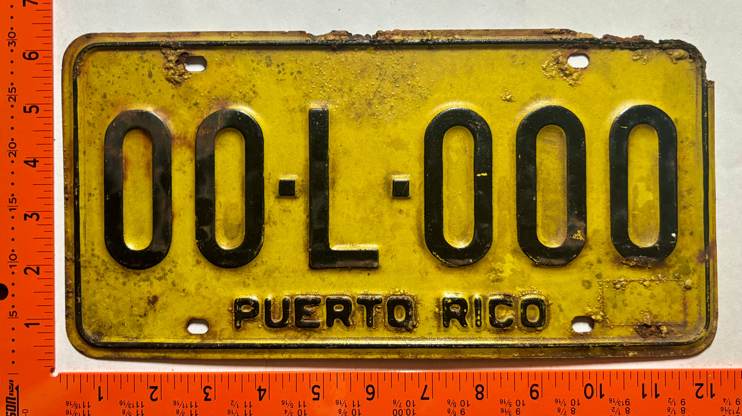 undated Puerto Rico #00-L-000 Sample/Prototype License Plate