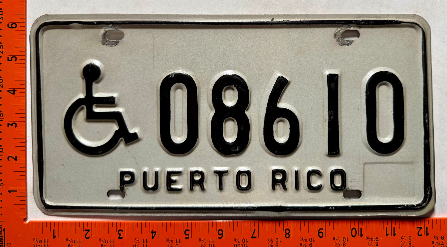 undated Puerto Rico #08610 Handicapped License Plate