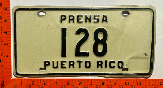 undated Puerto Rico #128 Press License Plate