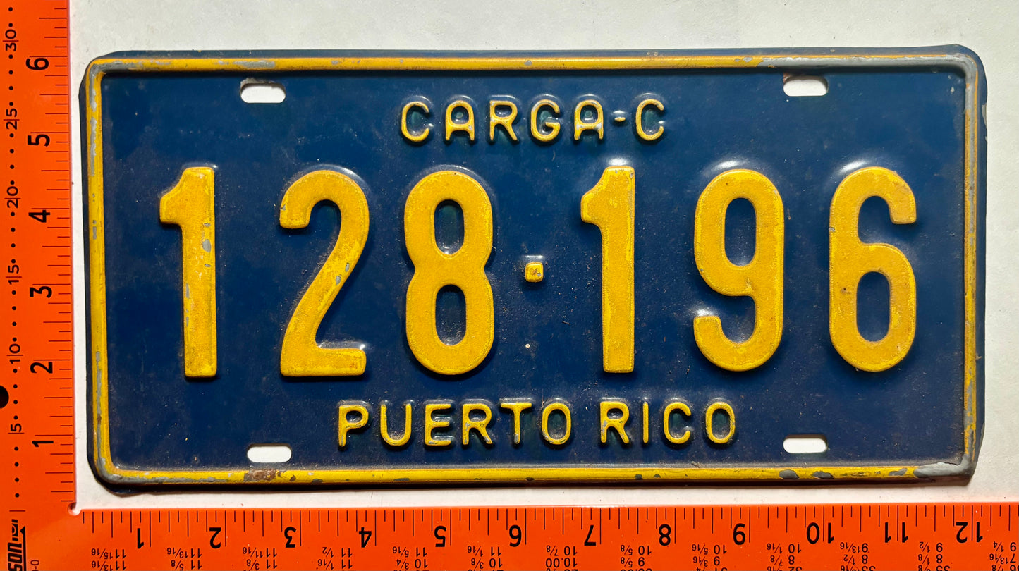 1966-1970 Puerto Rico #128-196 Truck License Plate