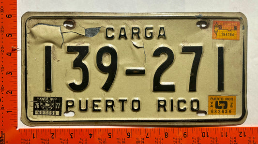 1974-1977 Puerto Rico #139-271 Truck License Plate