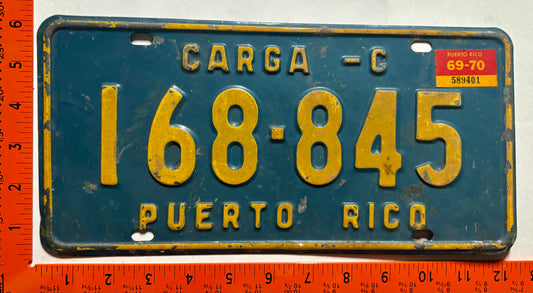 1969-1970 Puerto Rico #168-845 Truck License Plate